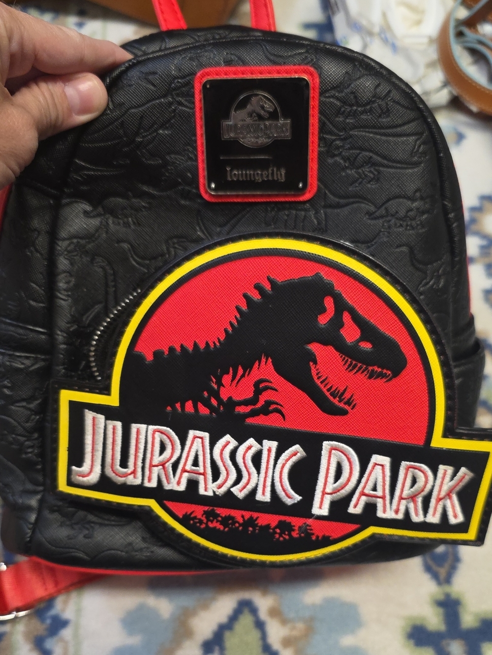 Loungefly Jurassic Park LOUNGEFLY Mini Backpack - Black, Red & Yellow